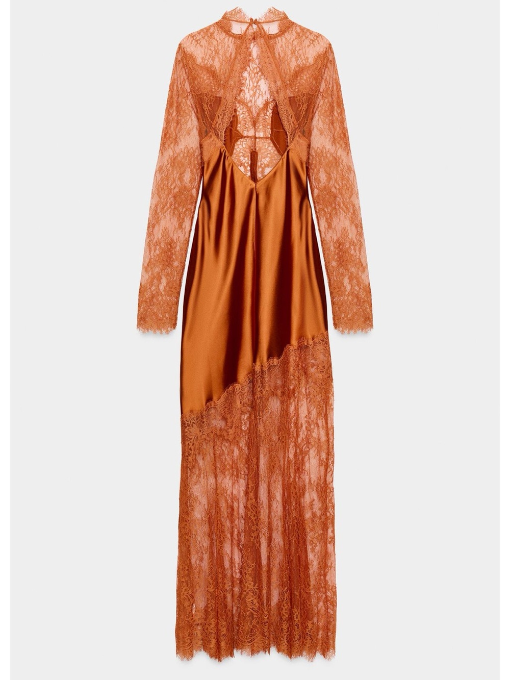 Zara ZW Collection Lace Satin Dress - Orange - NEW NWT - S Small - Picture 3 of 3
